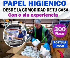 Fabrica ELITE Necesita Urgente PERSONAL para empacar PAPEL HIGINIECO desde casa 300 Plazas Limitadas