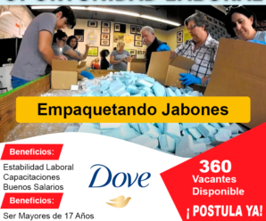 Dove Internacional Necesita Personal para Empacar Linea de JABONES ARTESANALES desde casa Plazas Limitadas