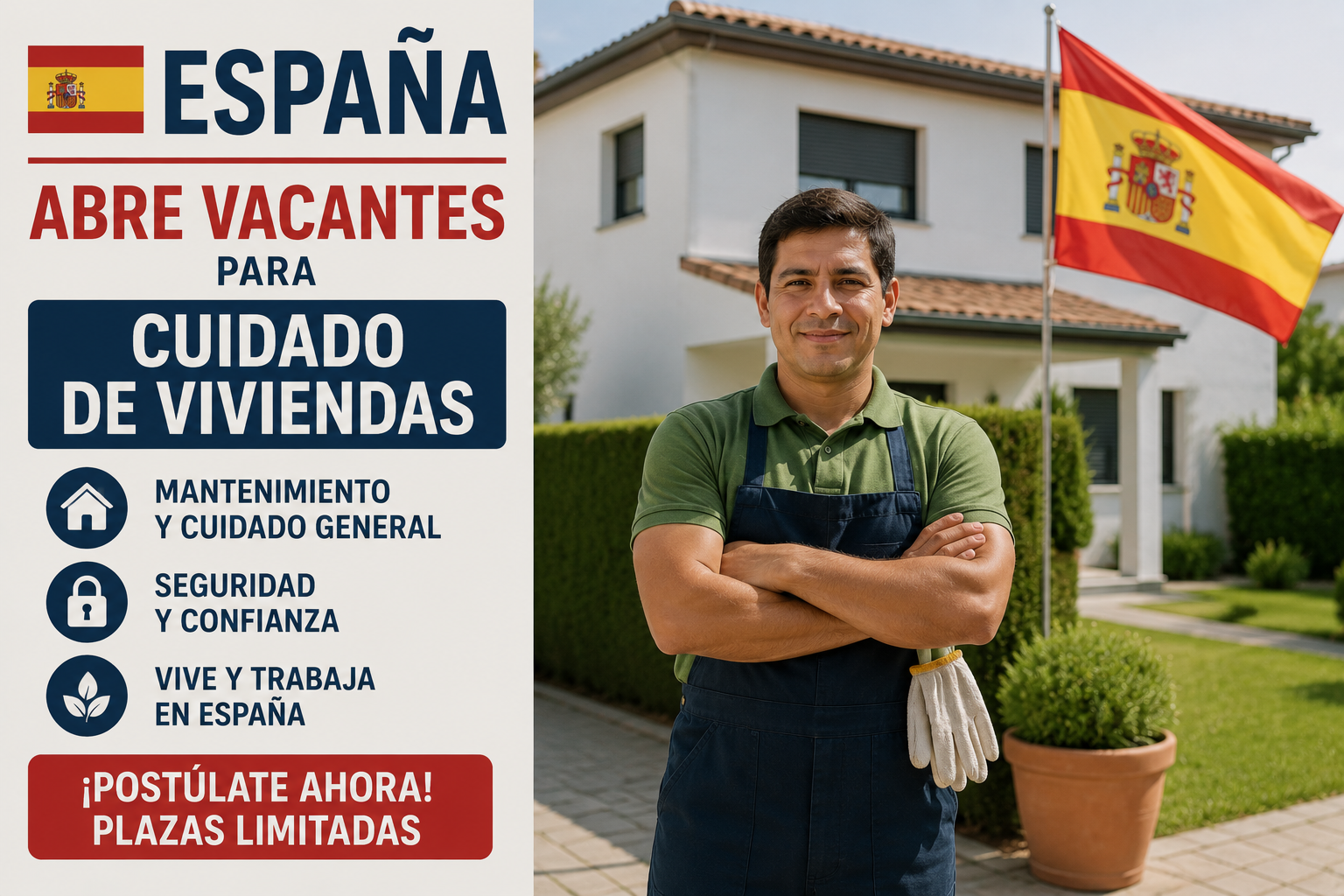España abre vacantes para cuidado de viviendas